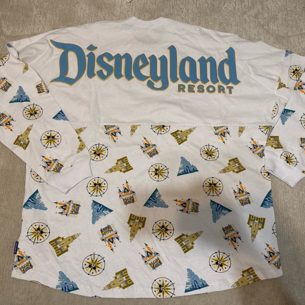 Disney White Shirt with Blue and Gold Castle Design Spirit Jersey Size XXL NWT